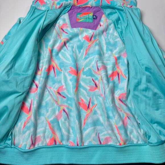 Chubbies Bird Of Paradise Print Fleece Full Zip Jacket Size XL Extra Unisex Blue - Picture 6 of 13